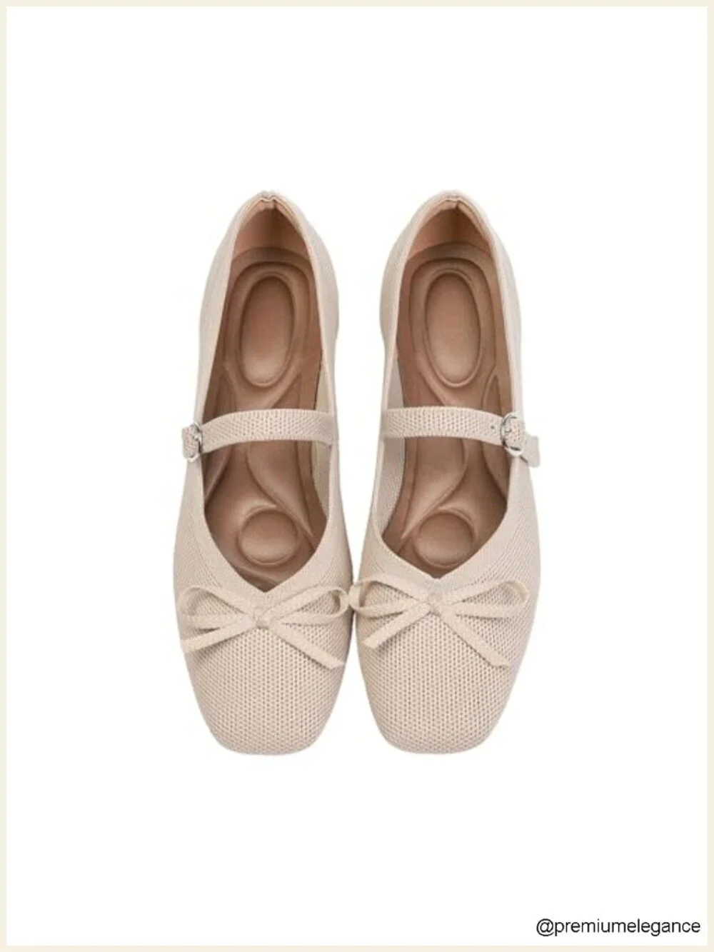 Women's Square Toe Knit Flats with Ankle Strap, Washable Dressy Mary Jane